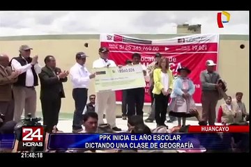 PPK dio inicio al año escolar en Huancayo y dictó clase de geografía