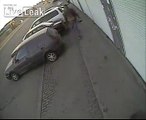 out of control suv hits cars