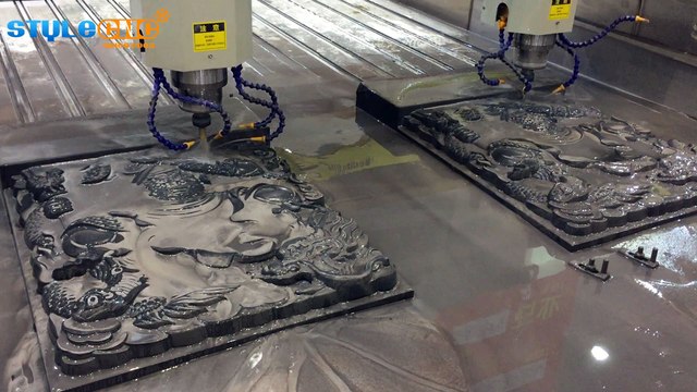 Double heads stone carving CNC router machine