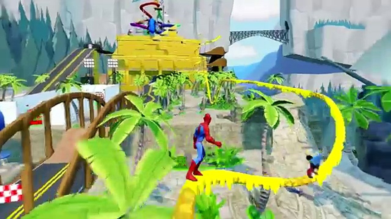 DISNEY CARS COLORS Fun with Spiderman Mickey Mouse Hulk & Donald Duck + Nursery Rhymes