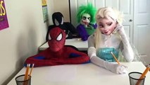 Frozen Elsa Gets Her HAIR CUT w/ Spiderman Reckless Joker McDonalds Drive Thru Anna TOYS S