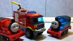 Lego fire engine with Thomas the Tank Engine and James train