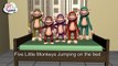 5 мало обезьяны прыжки на в кровать анимация английский питомник рифма для Дети