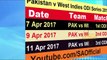 Pakistani vs West Indies T20_ODI and Test Series Schedule 2017