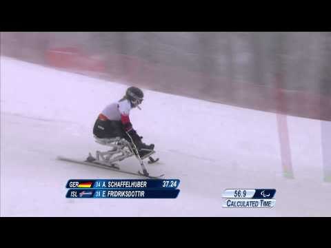 Erna Fridrikdottir (1st run) | Women's slalom sitting| Alpine skiing | Sochi 2014 Paralympics