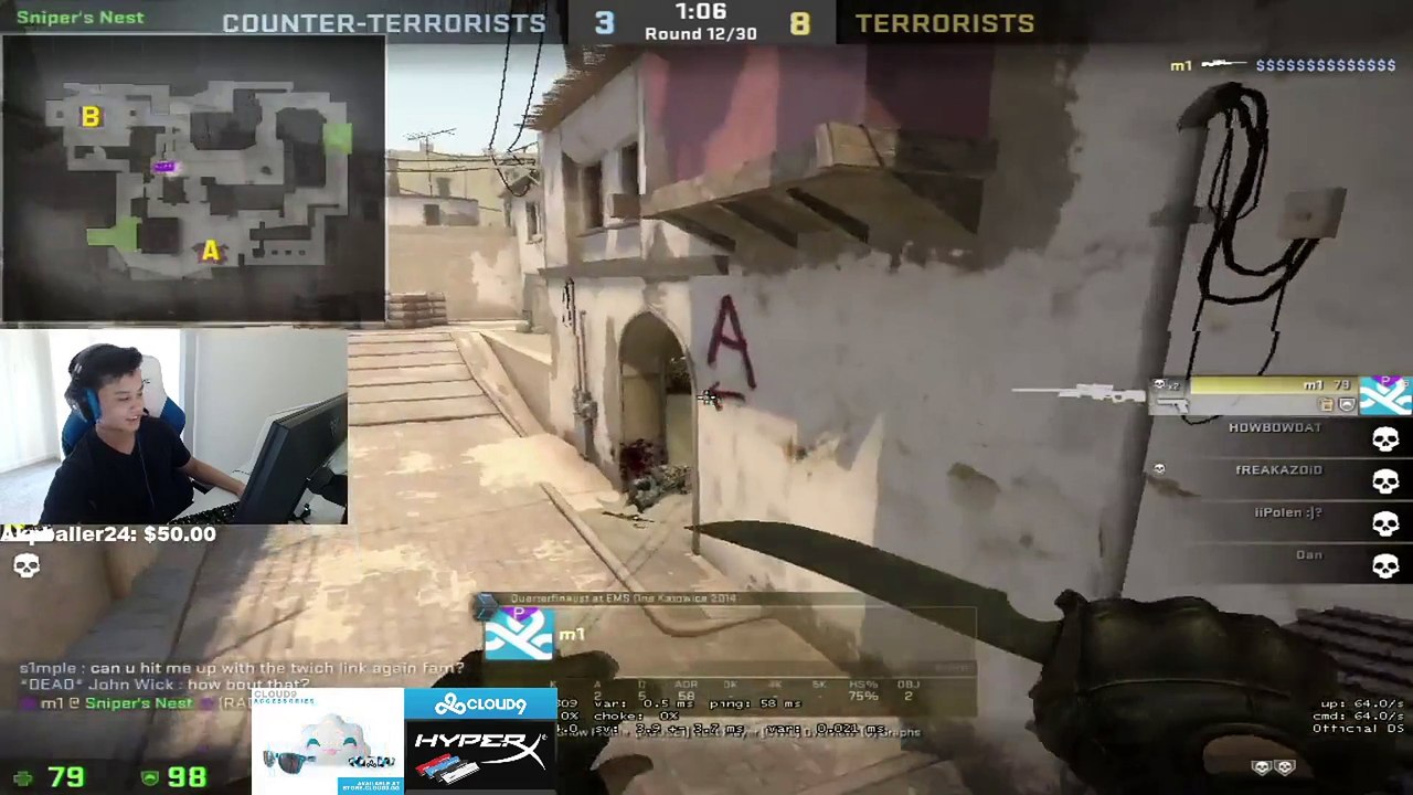 CSGO: brax knife 1v4