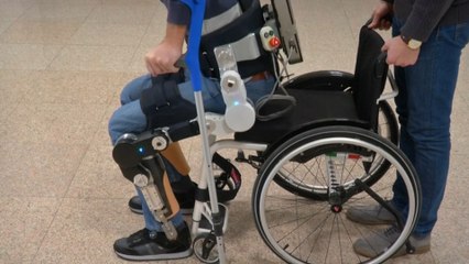 This Exoskeleton Attaches To A Wheelchair For Extra Mobility