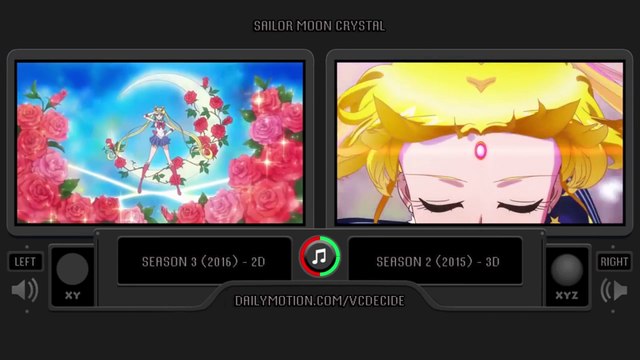 2D vs 3D - Sailor Moon Crystal (All Transformations 3D vs 2D) Side by Side Comparison