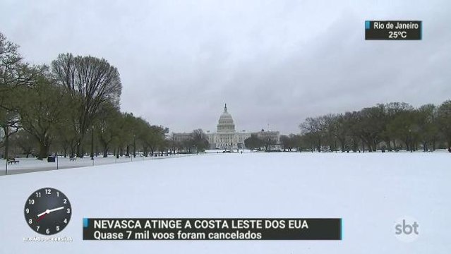 Maior nevasca do ano cancela milhares de voos e adia encontro entre Trump e Merkel