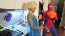 Pink Spidergirl Twins Eat Giant Donut vs Spiderman and Frozen Elsa Funny Superhero Movie R