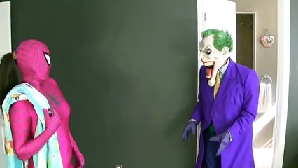 SPIDERMAN vs JOKER - TOILET BATTLE w/ Pink Spidergirl, Frozen Elsa Hulk Superhero Fun in R