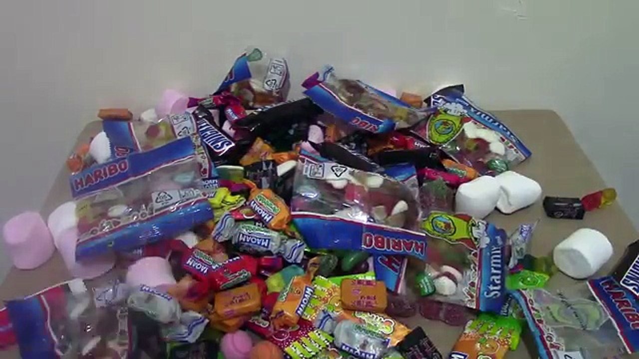 a lot of candy , refrigerator full of sweets