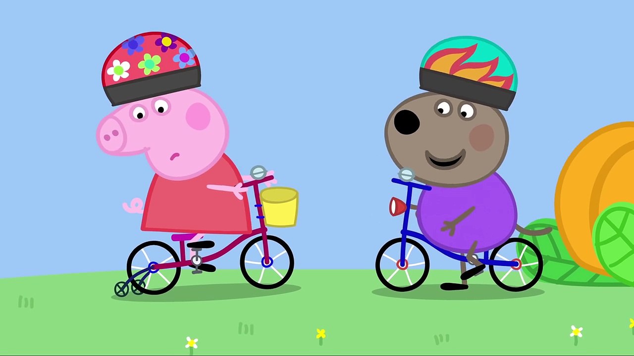 Свинка Пеппа едет на Велосипеде в гости. Свинке Пеппе подарили Велосипед. Мультик раскраск