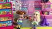 Grocery Shopping! Elsa & Anna kids shop at Barbie's Grocery St