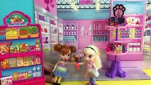 Grocery Shopping! Elsa & Anna kids shop at Barbie's Grocery Store  Barbie Car  Candy Haul D