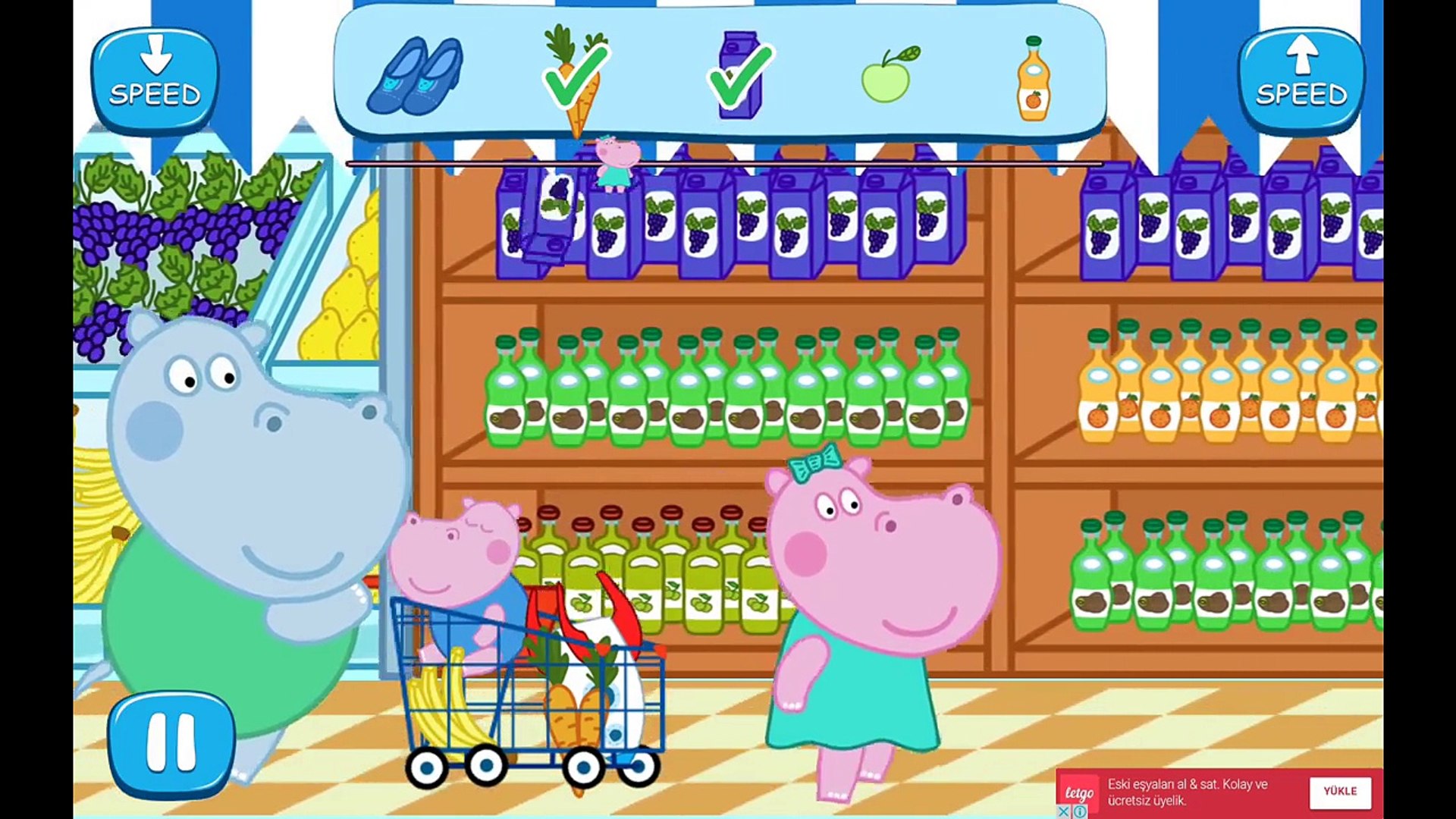 Hippo in the Supermarket Kids Games Android and ios Gameplay 2017