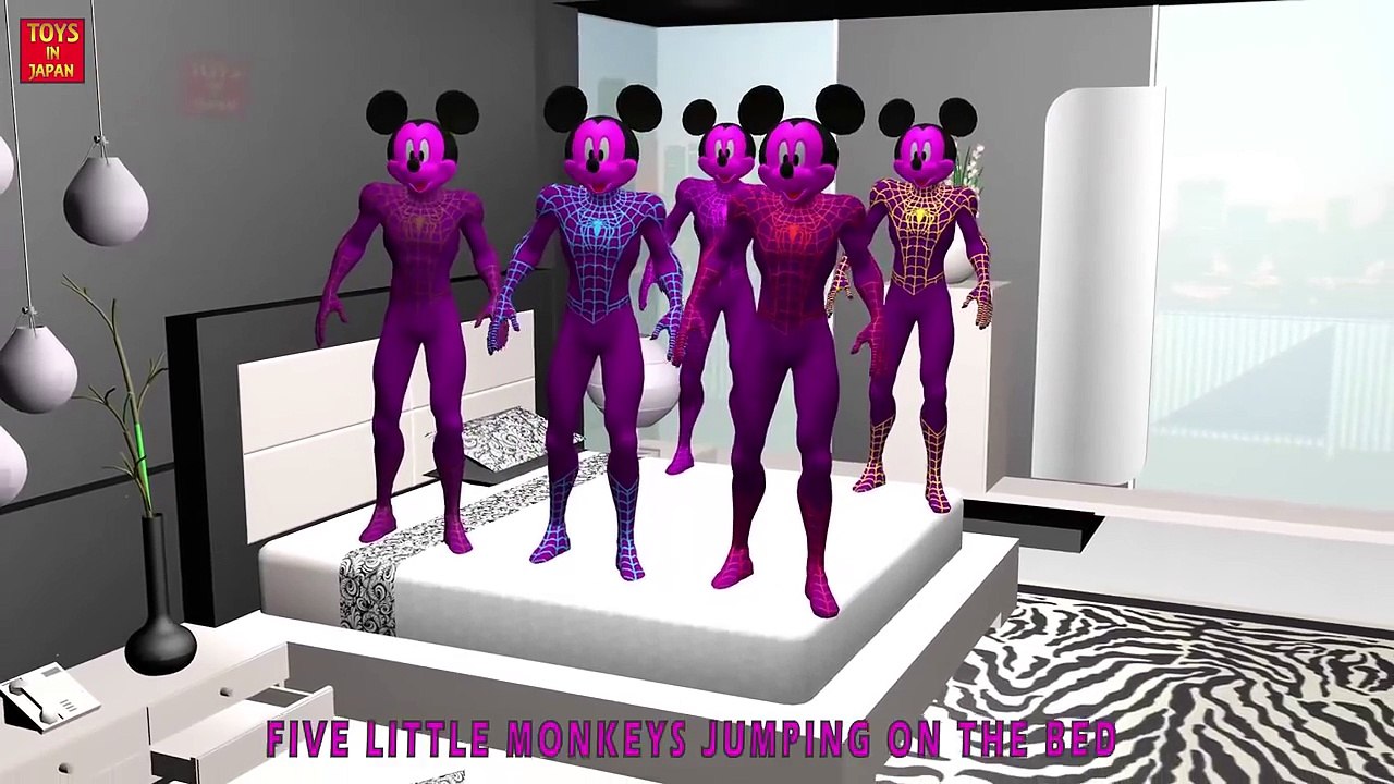 5 Little MICKEY MOUSE Jumping On The Bed | Nursery Rhymes for Children | 3D Animation