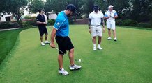 Long drive champions do golf trick shot