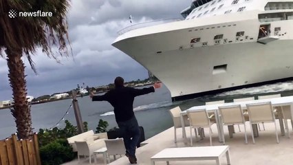 Cruise ship dangerously approaches waterfront house