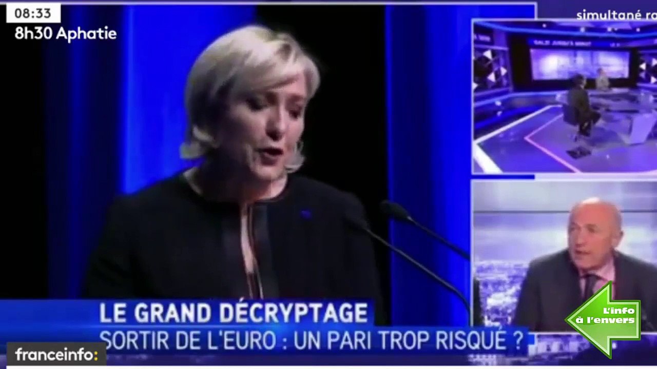 Marine LE PEN et sortie de l'€ sur France Info TV 13 03 2017