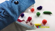 PET SHARK ATTACK! Learn Fruits and Vegetables Food Names Colors ABC Surprises Toys for Kid