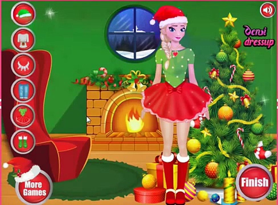 Волшебный Рождество с Эльза и разъем дисней замороженные Принцесса Эльза Рождество платье вверх игра