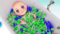3D Baby doll bath time Play Learn colors - Teach colours for kids Children Toddlers