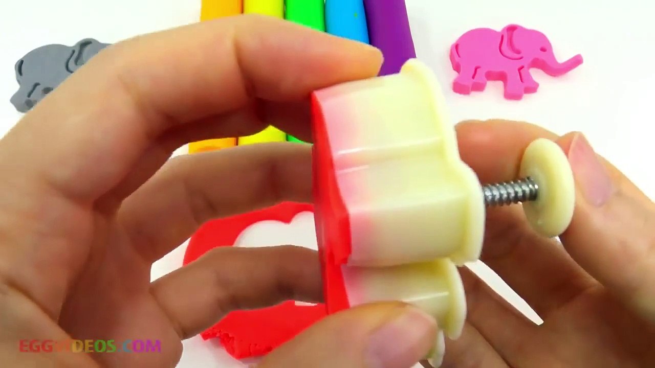 Learn Colors with Play Doh Animal Molds Elephant Lion Giraffe Seal Fun & Creative for Kids