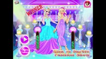 FROZEN - DISNEY PRINCESS ELSA VS BARBIE FASHION SHOW - BARBIE DRESS UP GAMES ONLINE