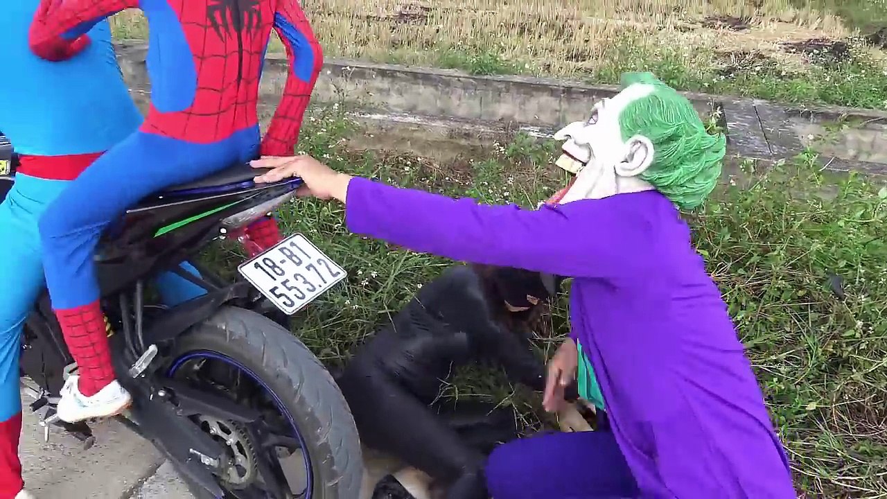 Baby driver Police car Run a red light Spiderman vs joker Frozen Elsa Funny video for kids