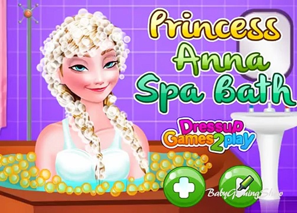 Анна Детка ребенок ванна дисней для замороженные Игры Дети Принцесса спа спа видео