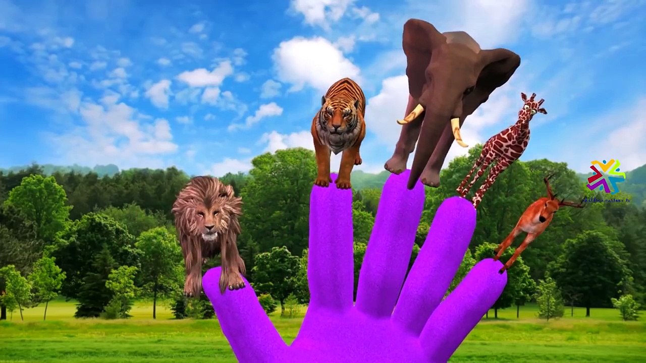 Животные мультфильмы Дети Семья палец для питомник рифмы |