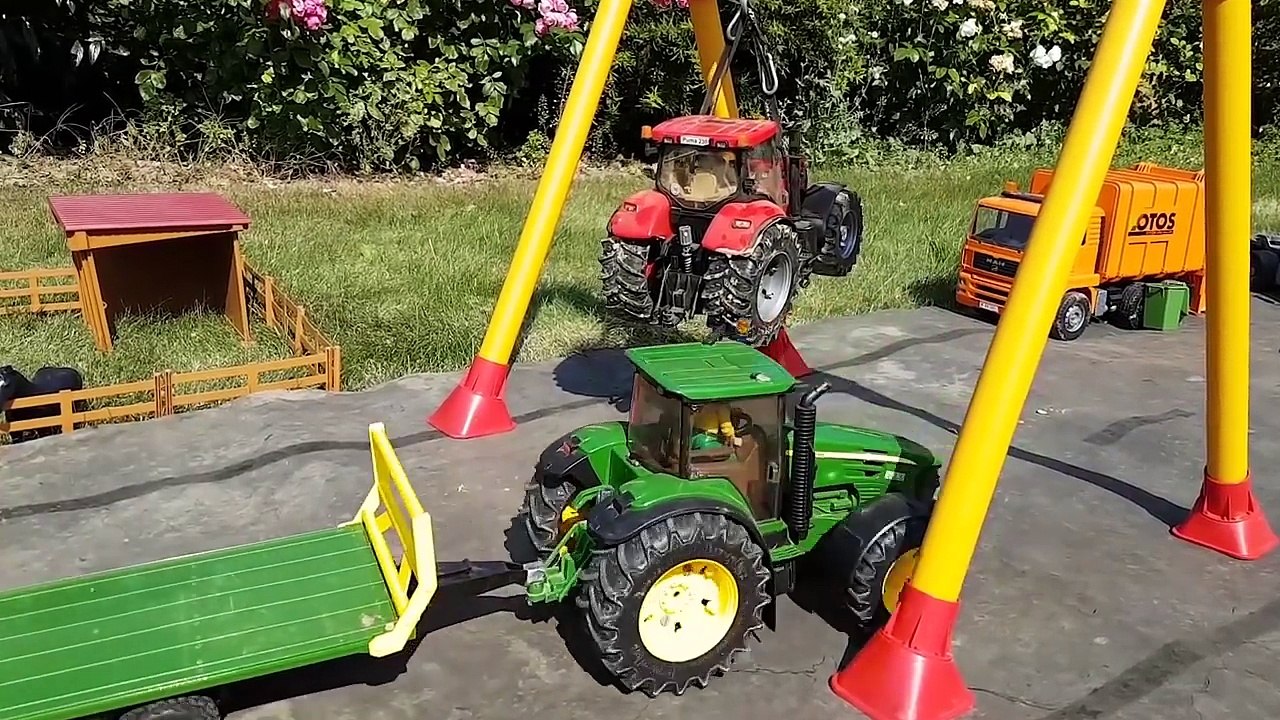 BRUDER Tractor falls from the bridge!-0sVxTz04ZlE