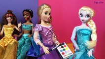 Disney Princess Dolls Playing - Face Painting Fun! Frozen Dolls Videos, Elsa And