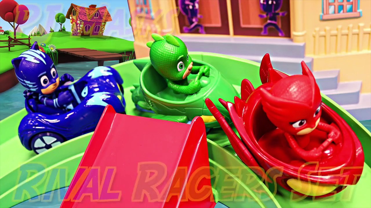 PJ Masks Toy Hunt Transforming Playsets and Rival Racers Set with Romeo Lab and Night Ninj