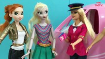 Airplane! Elsa & Anna board Barbie's Glam Jet! Frozen Dolls go on Vacation! Aeroplane