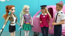Airplane! Elsa & Anna board Barbie's Glam Jet! Frozen Dolls go on Vacation! Aeroplan