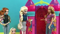 Baby Sitter! Barbie Babysitting Elsa & Anna! Change Diaper Feed Baby