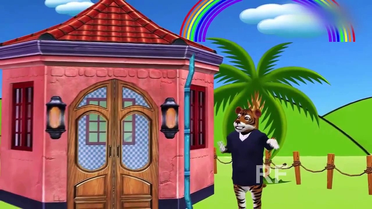 2. животные анимационный Коллекция английский Семья палец часов рифмы в Лев, тигр, гепард 3d