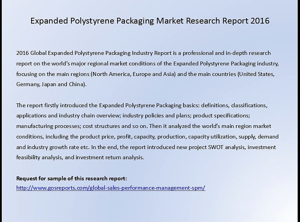 Expanded Polystyrene Packaging Market Research Report 2016