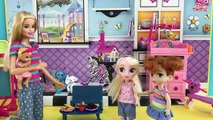 Baby Sitter! Barbie Babysitting Elsa & Anna! Change Diaper Feed Baby Toilet Disaster