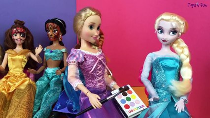 Disney Princess Dolls Playing - Face Painti
