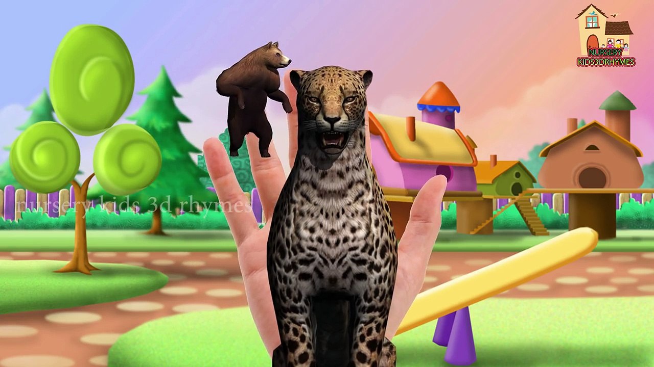 Животные Семья палец для Дети рифмы 3d лев, тигр, гепард