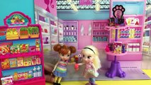 Grocery Shopping! Elsa & Anna kids shop at Barbie's Grocery Store  Barbie Car  Candy Haul