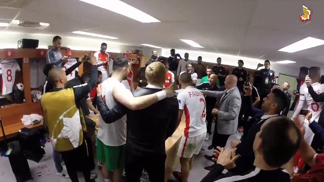 La joie des joueurs de Monaco dans les vestiaires après la qualification contre Manchester City