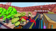 Spiderman Police Cars on TRUCK Nursery Rhymes Wheels On The Bus Cartoon with Songs