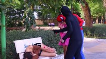 Spiderman Makeup on Nates Frozen Elsa Spiderman vs Pink Spidergirl Pranks Fun Superhero Ba