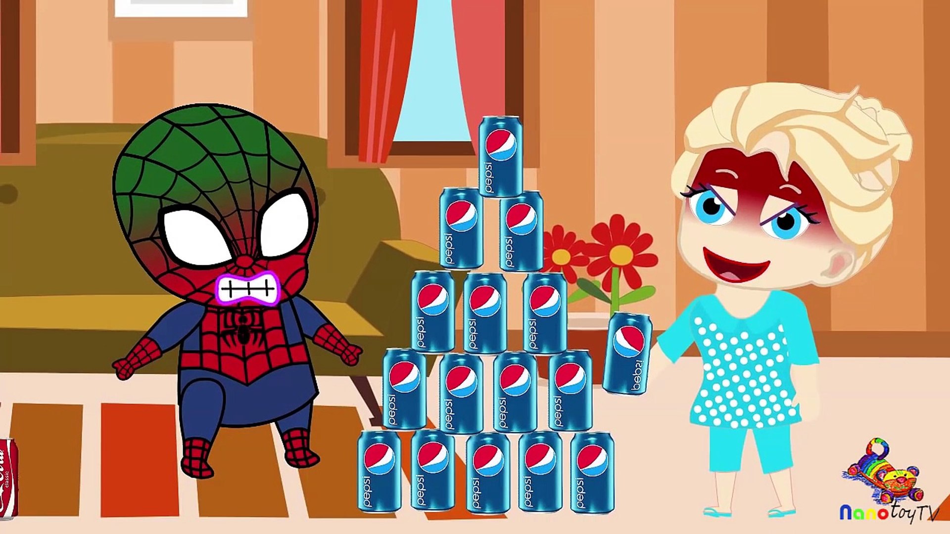  Elsa Spiderman race Coke Pepsi Binge Challenge -Ryder Anna  Beautiful Girl Cartoon for kid IRL - video Dailymotion