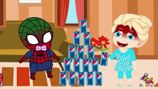 05.Frozen Elsa Spiderman race Coke Pepsi Binge Challenge -Ryder Anna Beautiful Girl Cartoon for kid IRL