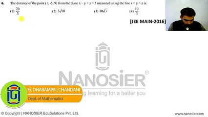 JEE MAIN 2016 SOLUTIONS MATHEMATICS Q.8